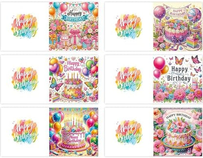 6PCS Diamond Art Painting Greeting Cards Kit, Birthday Themed DIY Card Making Set with Crystals and Envelopes, Creative Craft for Adults, Fun Party Activity and Personalized Gift - Image 3