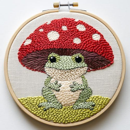 Punch Needle Kit for Beginners, Punch Stitching Kit for Adults, Needle Punch Kits for Adults, Mushrooms and Frogs Embroidery Set for DIY Art Crafts by Unknown