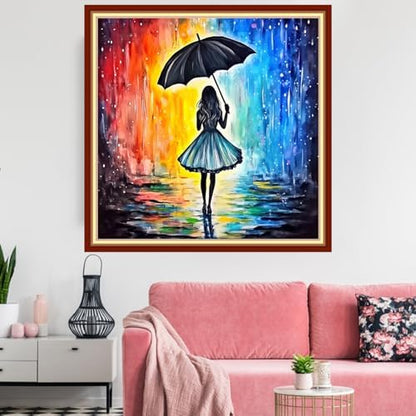 Redxing Stamped Cross Stitch Kits Embroidery kit for Beginners Adults Full Range of Embroidery Patterns Starter Kits DIY Printed Cross Stitch Kits Needlepoint Kits 11CT-Umbrella Girl 18x18 inchs - Image 2