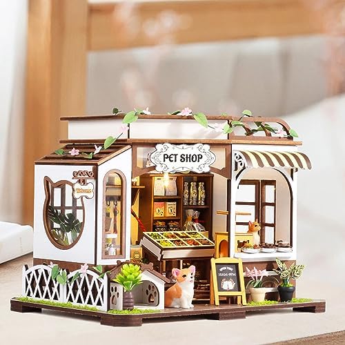 GuDoQi DIY Miniature House Kits, DIY Miniature Dollhouse Kit with Furniture, Tiny House Kits 1:24 Scale, Creative DIY Crafts for Adults, Christmas Day Birthday Gifts, Pet Shop - Image 6