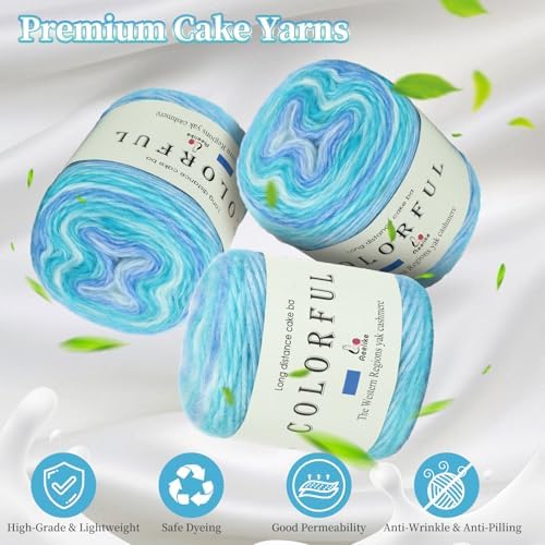 Aeelike Cake Yarn for Crocheting, Soft Ombre Crochet Yarn, Blue Green - Image 5