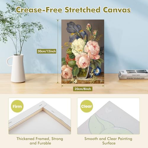 Bowetile Framed Paint by Numbers Kit for Adults Beginner, Flowers Adults' Paint-by-Number Kits on Canvas, Easy Acrylic Number Painting Kits for Home Wall Decor Gifts, 8x12in - Image 2