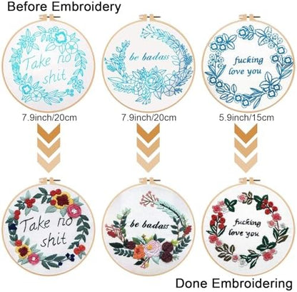 Louise Maelys 3 Pack Embroidery Kit for Beginners, Funny Quote Art - Image 3