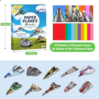 hapray 60 Sheets Paper Airplane Kit, Origami Paper Plane with Book & Video - Image 2