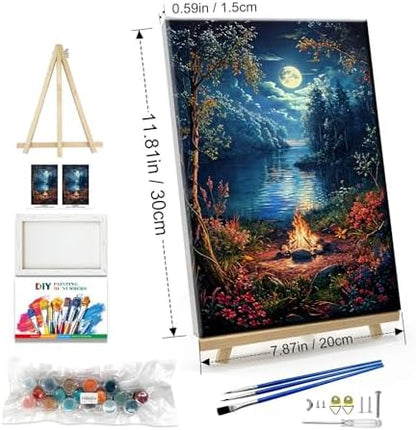 JOOZ Landscape Paint by Numbers Kit for Adults Beginner with Easel Moon Paint by Number on Canvas with Frame DIY Acrylic Painting for Ideal Gift Home Wall Decor 7.87x11.81 Inch - Image 2