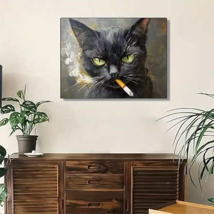 GEMFAMILY Paint by Numbers Cat DIY Painting On Canvas,by Number Smoking Cat in Stained by Numbers Kit for Adults Beginner,Acrylic Simple Oil Paint by Number Kits for Home Wall Decor 16 x 20 inch - Image 3
