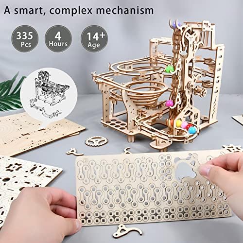 3D Wooden Puzzles Marble Run Chain Kit, Wood Creative Mechanical Puzzles Assembly Model Building Kits to Build for Adults & Kids, DIY Wooden Puzzle Hobbies Toys for Adults &Teens Gifts - Image 2