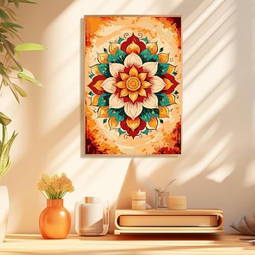 Mowana Mandala Paint by Numbers Kit for Adults - Adult Paint by Numbers for Beginners on Canvas with Frame and Easel, Easy Acrylic Oil Painting by Number Kits 8x12 inch - Image 7
