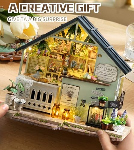 Spilay DIY Miniature Dollhouse Kit with Wooden Furniture,DIY Dollhouse Kit,1:24 Scale Creative Room for Romantic Valentine's Gift (Plants Studio) - Image 6