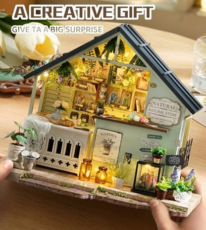 Spilay DIY Miniature Dollhouse Kit with Wooden Furniture,DIY Dollhouse Kit,1:24 Scale Creative Room for Romantic Valentine's Gift (Plants Studio) - Image 6