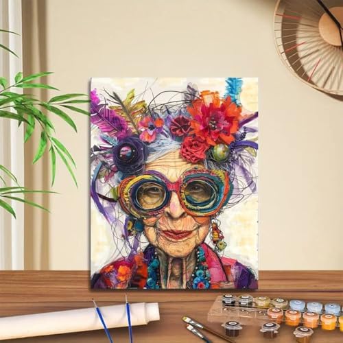 GEMFAMILY Funny Grandma Paint by Numbers Kit for Adults，DIY Paint by Number Kit on Canvas for Beginners Home Wall Decor Art Canvas Acrylic Paints Crafts 16 x 20 Inch - Image 2