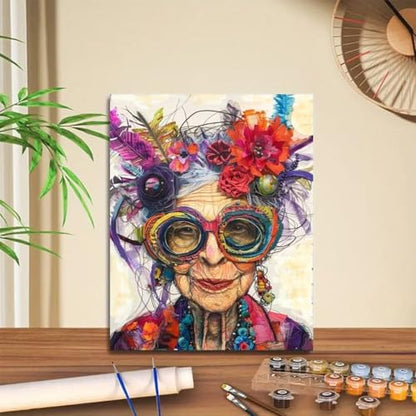 GEMFAMILY Funny Grandma Paint by Numbers Kit for Adults，DIY Paint by Number Kit on Canvas for Beginners Home Wall Decor Art Canvas Acrylic Paints Crafts 16 x 20 Inch - Image 2