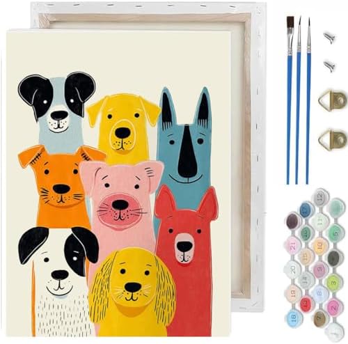TCDZMYGS Dog Paint by Numbers Kit for Adults Beginner,Easy Dog Adult Paint by Number Kits on Canvas with Frame,DIY Acrylic Oil Painting by Numbers Kits for Home Wall Decor 10x12 inch by TCDZMYGS