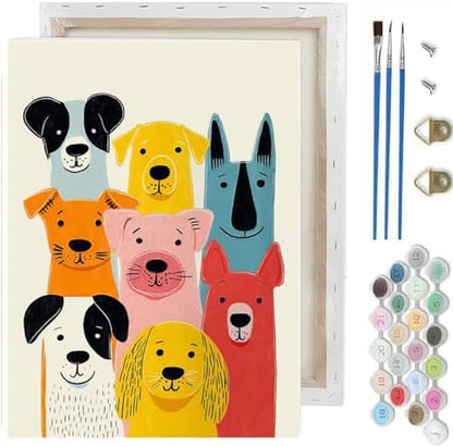 TCDZMYGS Dog Paint by Numbers Kit for Adults Beginner,Easy Dog Adult Paint by Number Kits on Canvas with Frame,DIY Acrylic Oil Painting by Numbers Kits for Home Wall Decor 10x12 inch by TCDZMYGS