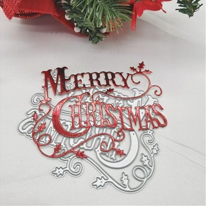 Scrapbooking Die-Cuts, Christmas Metal Cutting Dies for Card Making, Paper Craft Punch Template, Background Embossing Stencils, DIY Album Décor (Merry Christmas-9.2x7.5cm) - Image 5