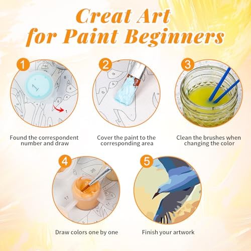 GEEHEIY 4 Pack Framed Paint by Numbers Kit for Adults, Beach, 8 x 12 Inch - Image 5