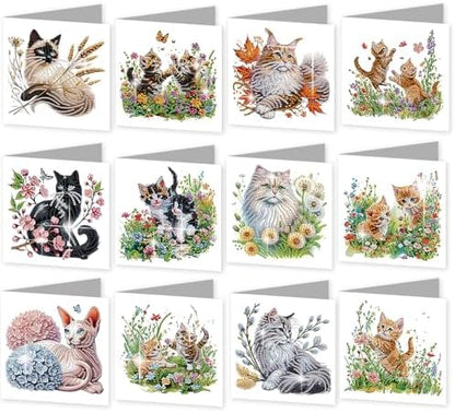 jinglinhh 12pcs Sphynx Cat Diamond Art Painting Kitten in the Flower Garden Greeting Cards with Envelopes, DIY Card Making Kits for Adults, Diamond Art Christmas Birthday Holiday cards Craft Gifts by Unknown