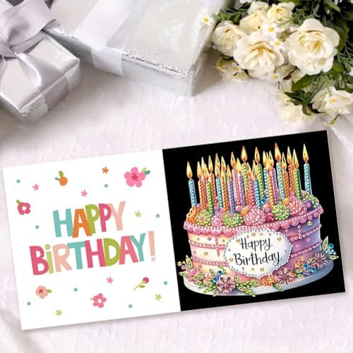 6PCS DIY Birthday Diamond Painting Greeting Cards with Envelopes - Image 6