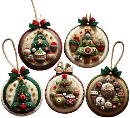 DIY Christmas Felt Patch Kit, Felt Christmas Ornaments, Craft Set with Pre-Cut Felts Sheets, Holiday Craft Kit for Family Fun, Beginner-Friendly, Handmade Xmas Decorations for Tree & Home (#A) - Image 2