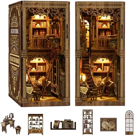 DIY Miniature House Kit, Mini House Building Kit, DIY Book Nook Kit, Tiny Model House for Adults to Build, Beginner 3D Wooden Book Nook, for Family Friends (Book Museum) by JCSY