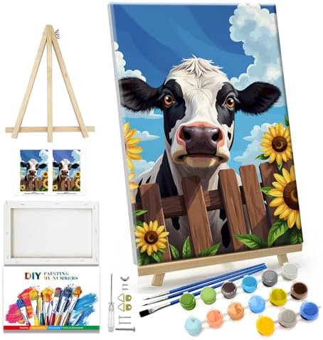 JOOZ 5D Cow Paint by Numbers Kit for Adults with Frame 8x12 Inch by Jooz