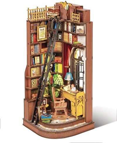 Rolife DIY Book Nook Kit Silent Corner Study, 3D Puzzles Creative British Bookend Bookshelf Decor for Adults, Tiny House Miniature Kits Model Building Kits, DIY Crafts/Gifts for Teens & Book Lovers by Rolife