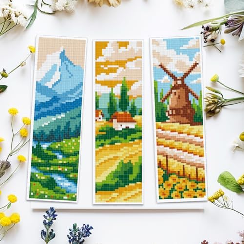 ACRNIGHEET 6pcs Cross Stitch Bookmark Kits, Landscape DIY Cross Stitch Bookmarks, Embroidery Bookmark Cross Stitch Kits with Scenery Pattern, Stamped Cross Stitch Kit Bookmark for Beginners Adults - Image 5