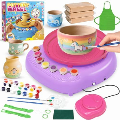 Pottery Wheel for Kids, Complete Kit with Air-Dry Clay, Ages 8-12 by Cmiolacuna