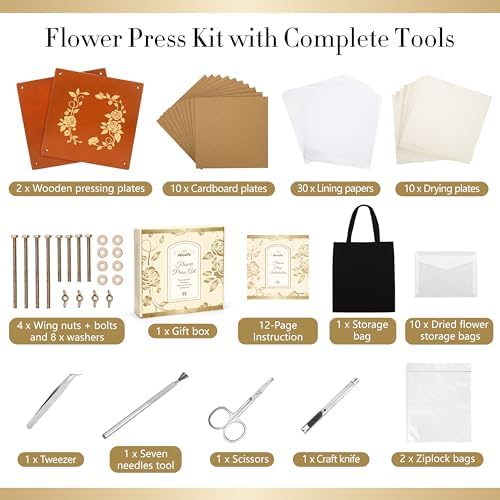 Aboofx Flower Press Kit for DIY Journal Bookmark Frame, 10" x 10" 10 Layers Wood Flower Pressing Kit with Storage Bags for Dried Flowers Plant Wedding Bouquet Preservation Kits, Gift for Craft Lovers - Image 2