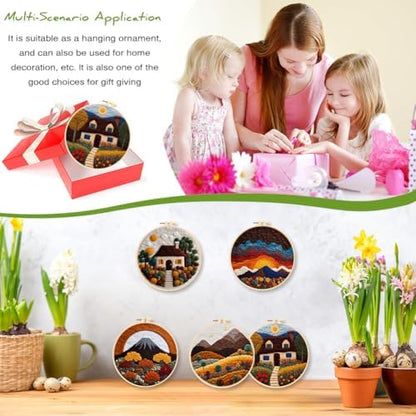 Wool Felt Painting Needle Felting Kit for Beginner Adult Flowers Landscape - Image 7