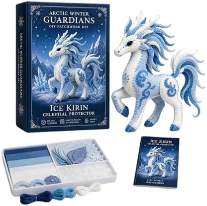 ROTORS Arctic Winter Guardians DIY Patchwork Kit, Pre Cut Felt Animal Sewing Kit, 3D Stuffed Creature Craft Set, Handmade Home Decor Gift for Beginners (Blue-C) by ROTORS