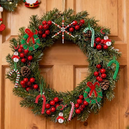 LIHAO Christmas Crafts for Adults Kids, 24 Sets Christmas Beaded Ornaments Kits to Make Snowman/Wreath/Candy Cane/Snowflake Xmas Tree Holiday Decorations(Assembly Needed) - Image 7