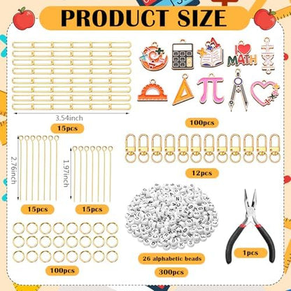 CraftyDream 558 Pcs Math Teacher Charm Keychain Making Kit DIY Name Crafts - Image 2