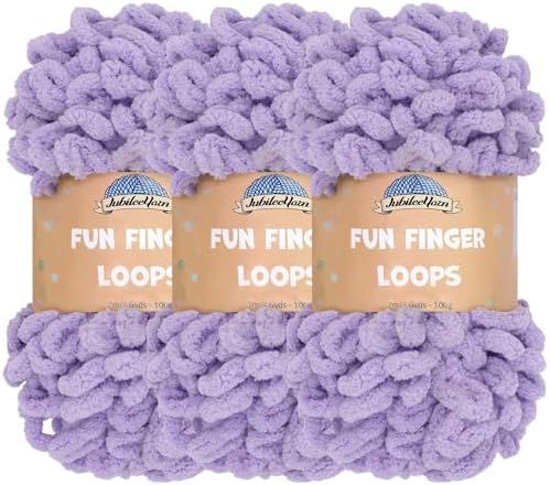 JubileeYarn Fun Finger Loops Yarn - Purple - 3 Skeins by BambooMN