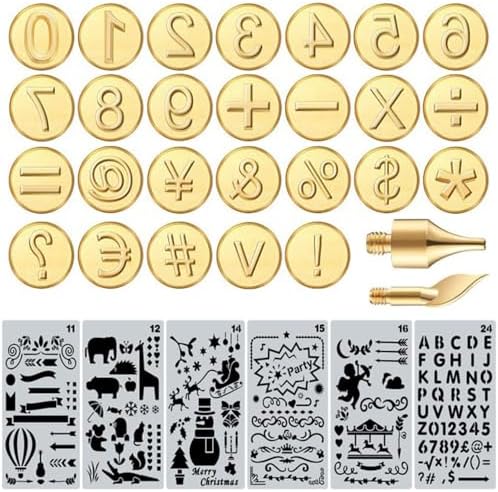 Wood Burning Tips Letters Uppercase Alphabet Branding and Personalization Set for Wood and Other Surfaces by Wooden Letters (Golden) by Ryoma