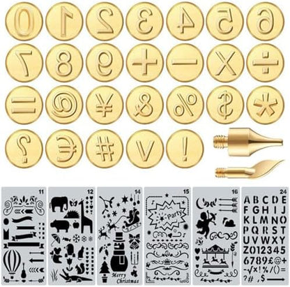 Wood Burning Tips Letters Uppercase Alphabet Branding and Personalization Set for Wood and Other Surfaces by Wooden Letters (Golden) by Ryoma