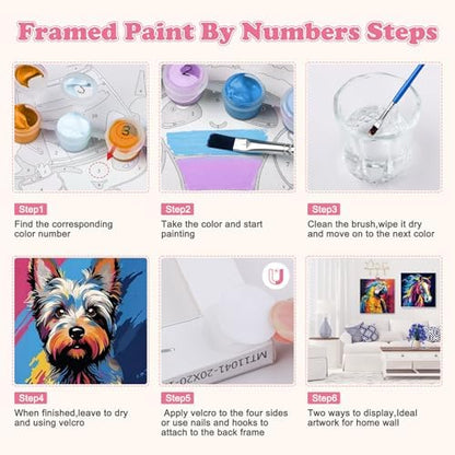 GHHKUD 4 Pack Colorful Animals Paint by Numbers Kits for Adults with Frame Canvas, Cat Horse Painting by Numbers for Adults Kids Ages 8-12, DIY Art Painting Gifts Home Wall Decor 8x8in - Image 4
