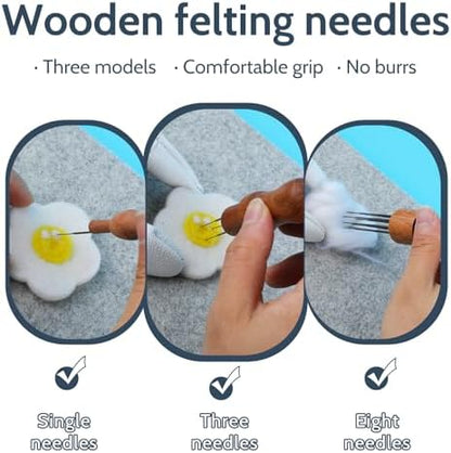 SOCNITC Needle Felting Tools Kit, 10"x8" Felting Pad and Wool Carders - Image 3