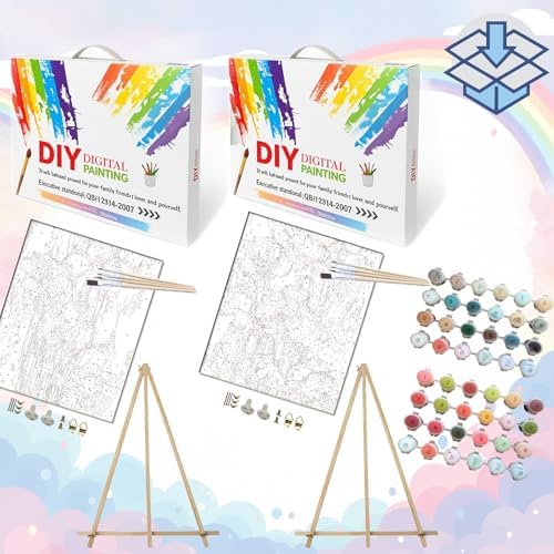 BAISITE Paint by Numbers Kit for Adults Beginners,16" Wx20 L 2 Pack Canvas for Painting Kits for Adults in Colorful Box 6566 Already Framed - Image 3