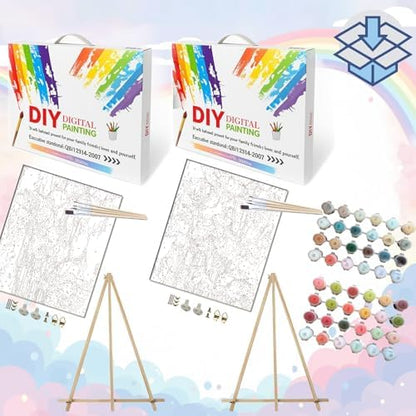 BAISITE Paint by Numbers Kit for Adults Beginners,16" Wx20 L 2 Pack Canvas for Painting Kits for Adults in Colorful Box 6566 Already Framed - Image 3
