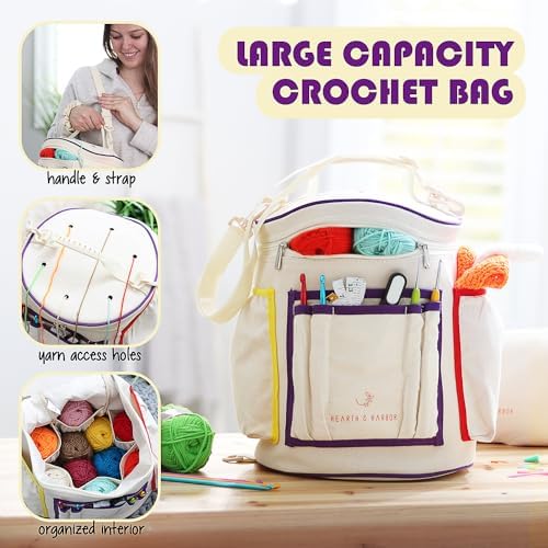 Crochet Kit for Beginners with Yarn, Beginner Crochet Kit for Adults and Kids, 21 Hooks, Knitting Kit Bag, Instructions Step-by-Step Video Tutorials, Plus Crochet Accessories Supplies, Crochet Gifts - Image 4
