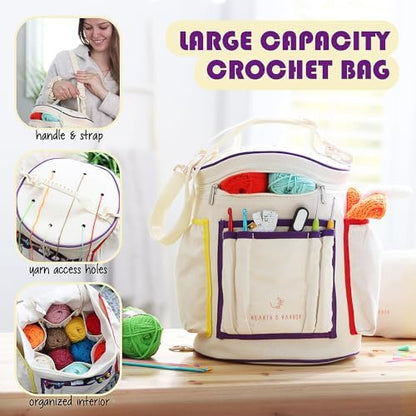 Crochet Kit for Beginners with Yarn, Beginner Crochet Kit for Adults and Kids, 21 Hooks, Knitting Kit Bag, Instructions Step-by-Step Video Tutorials, Plus Crochet Accessories Supplies, Crochet Gifts - Image 4