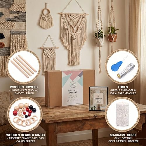 MIGO Creates Macrame Kits for Adults Beginners with 126 Macrame Supplies and 7 Projects E-Book: DIY Macrame Kit with 165 Yards Macrame Cord and Craft Supplies & Materials to Start Macrame! - Image 5