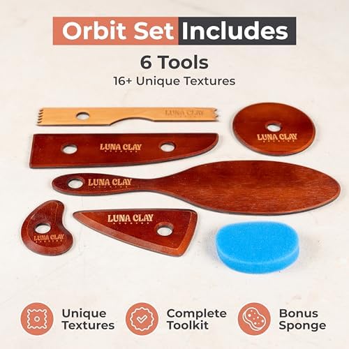 Large Pottery Ribs & Trimming Tools Set, 6 Pack Extra-Long Kiln-Dried Cherry Wood, 9 Inch Clay Paddle, Round Disc & Serrated Rib for Wheel Throwing, Shaping Bowls & Slabs, Non-Warping Bonus Sponge - Image 5
