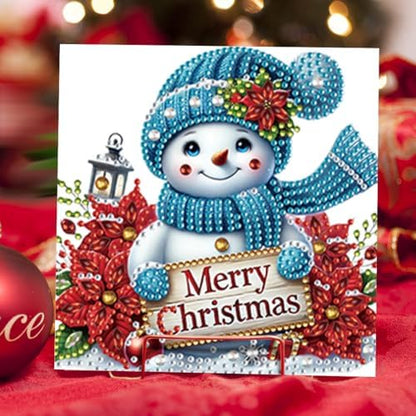 jinglinhh 6pcs Diamond Art Painting Christmas Snowman Poinsettia Greeting Cards with Envelopes, DIY Card Making Kits for Adults, Diamond Art Postcards Christmas Cards Craft Gifts - Image 5