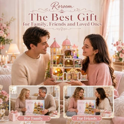 Roroom DIY Miniature House Kit, Pink Princess Castle Dollhouse Kit - Image 6