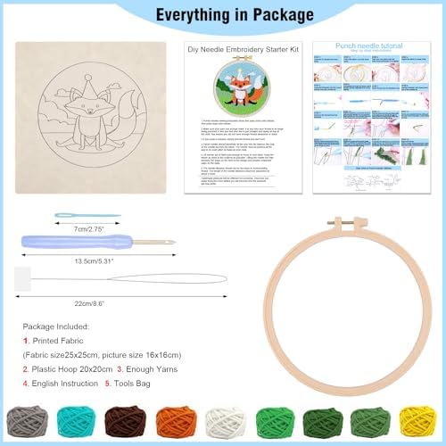 LACHLAND Punch Needle Kit Beginners, Landscape Stitching Kit for Adults&Teens DIY Embroidery Starter Craft with Yarn Needle Tool Easy Hobby Home Decor Gifts for Craft Lover (Fox) - Image 3