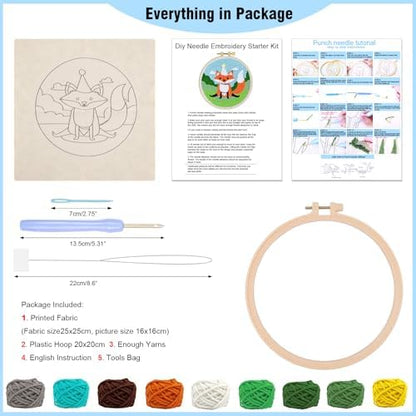 LACHLAND Punch Needle Kit Beginners, Landscape Stitching Kit for Adults&Teens DIY Embroidery Starter Craft with Yarn Needle Tool Easy Hobby Home Decor Gifts for Craft Lover (Fox) - Image 3