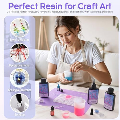 HeyClear 500g UV Resin Kit Clear UV Epoxy Glue Fast Curing for DIY Crafts - Image 4