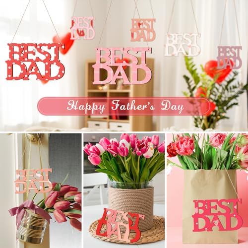Wooden BSETDAD Letter Ornaments to Paint 7 Inch, Large Size Father Day Wooden Cutout DIY Blank Unfinished Wood Discs Father's Gifts Ornament for Crafts Hanging Decorations(10PCS) - Image 6